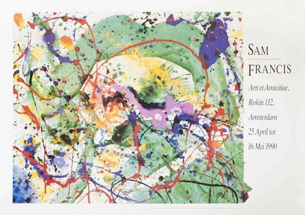 Poster for the first Sam Francis exhibition organised by Gallery Delaive. At Arti et Amicitiae, Amsterdam, 1990